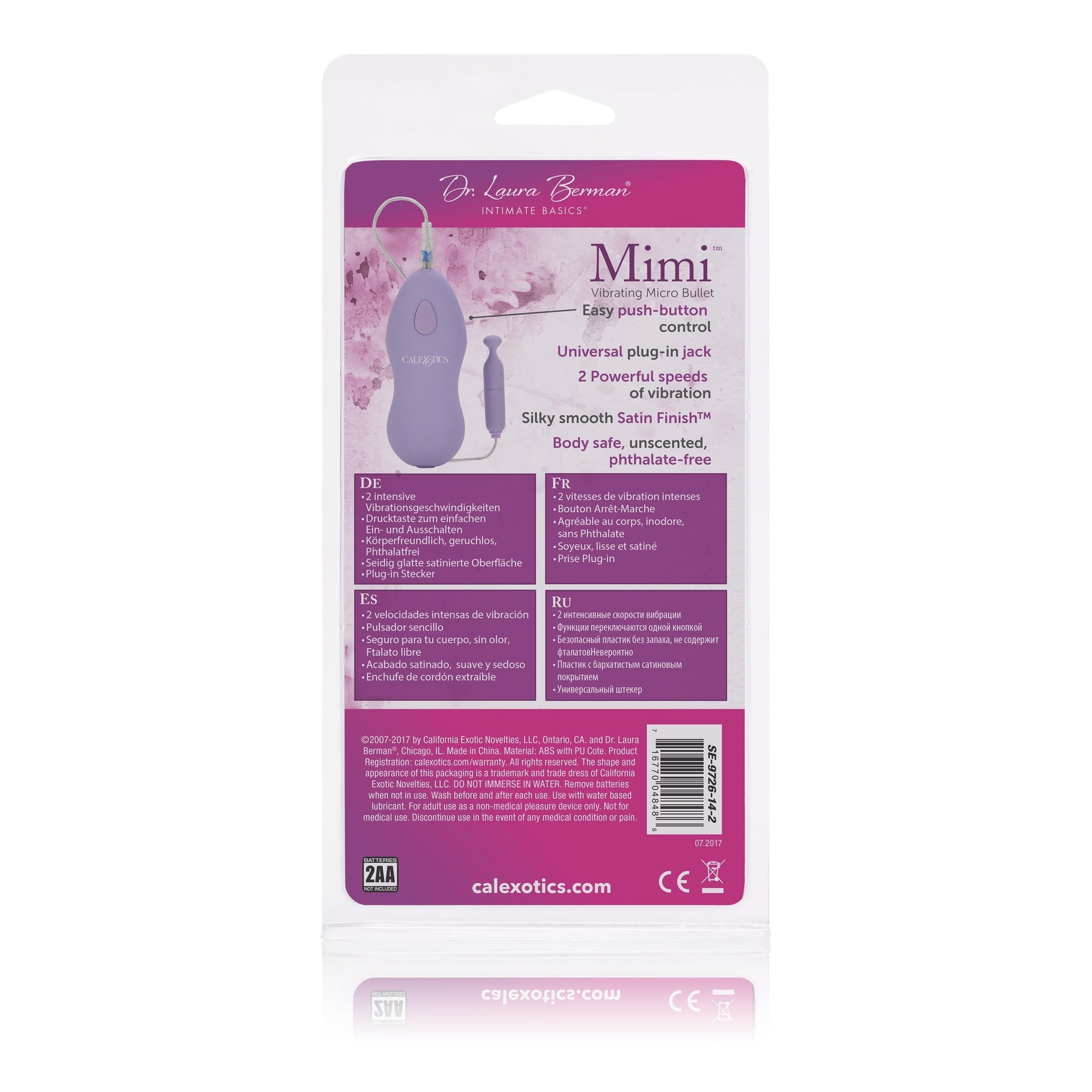 California Exotics - Dr Laura Berman Mimi Vibrating Micro Bullet (Purple) Wired Remote Control Egg (Vibration) Non Rechargeable Singapore
