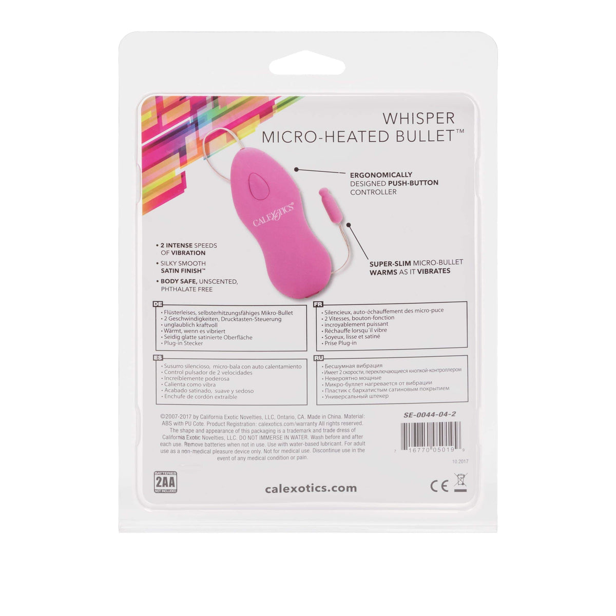 California Exotics - Classic Remote Whisper Micro Heated Bullet Vibrator (Pink) Wired Remote Control Egg (Vibration) Non Rechargeable 716770050199 CherryAffairs