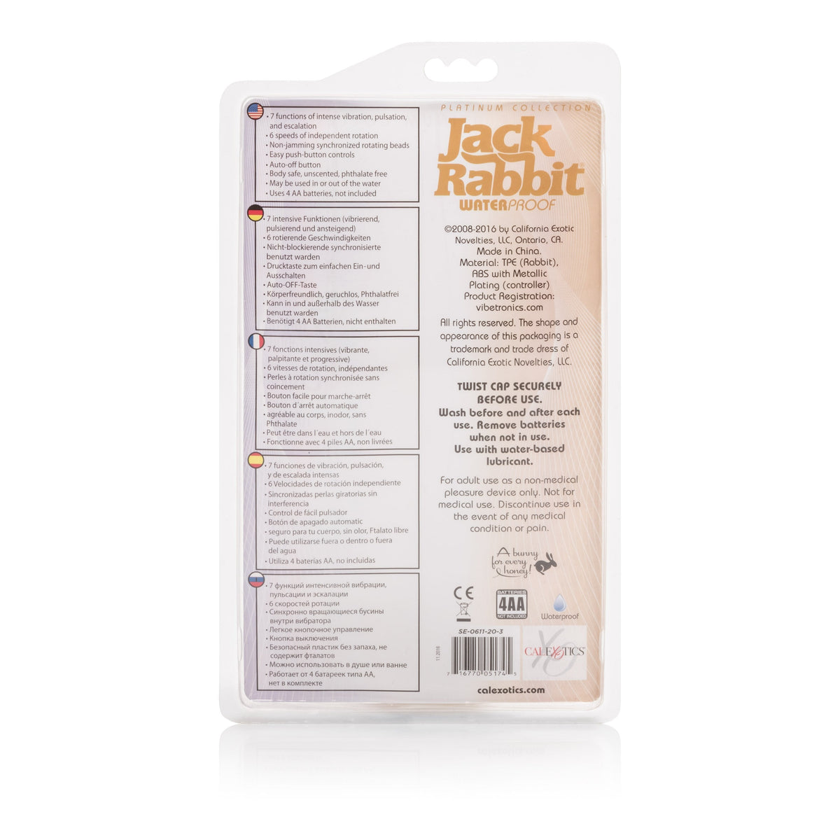 California Exotics - Platinum Collection Jack Rabbit Vibrator Intermediate (Gold) Rabbit Dildo (Vibration) Non Rechargeable Singapore