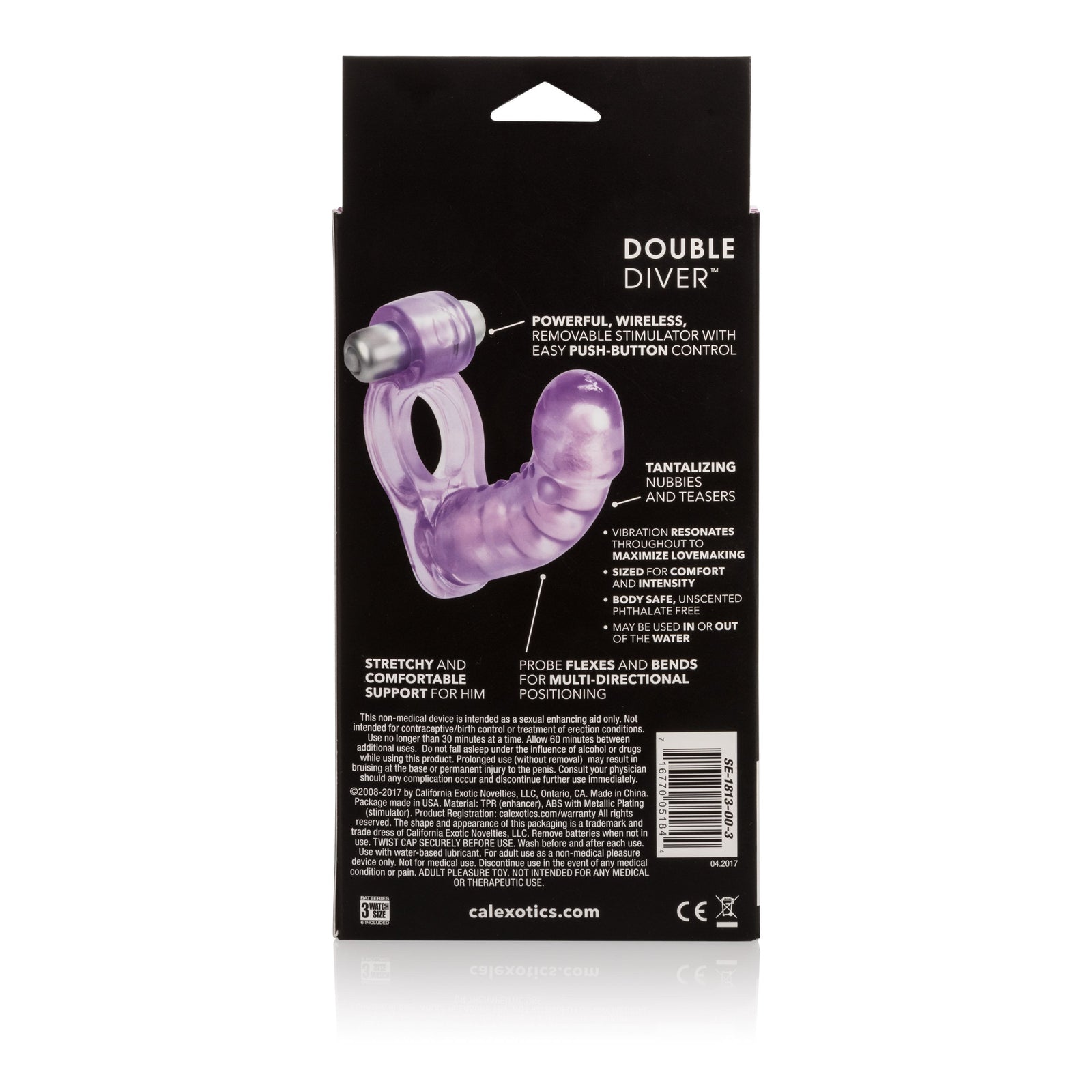 California Exotics - Double Diver Vibrating Cock Ring (Purple) Rubber Cock Ring (Vibration) Non Rechargeable Singapore