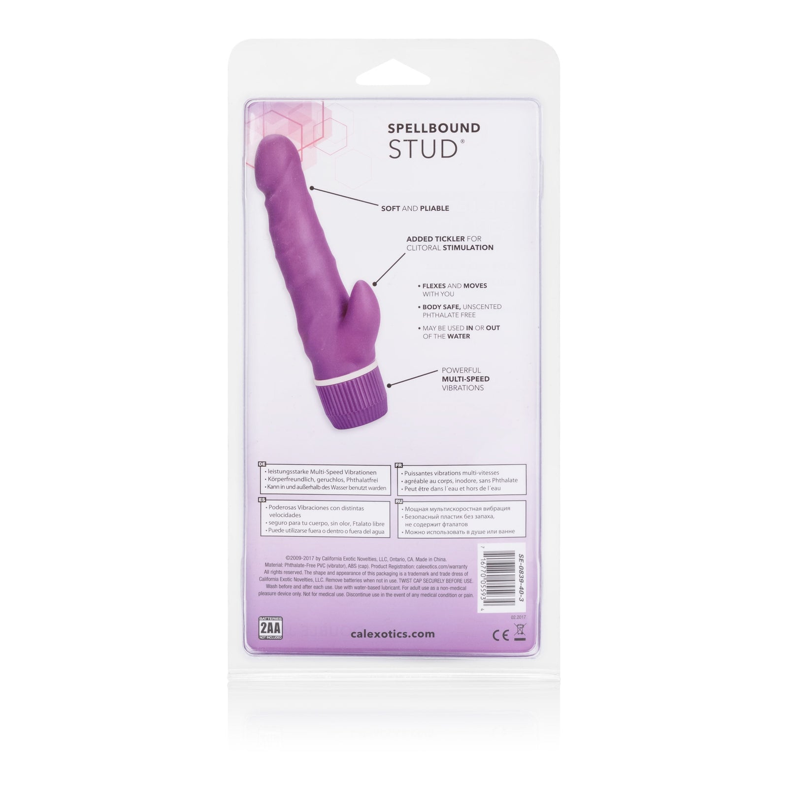 California Exotics - Spellbound Stud Double Jack Rabbit Vibrator (Purple) Rabbit Dildo (Vibration) Non Rechargeable Singapore