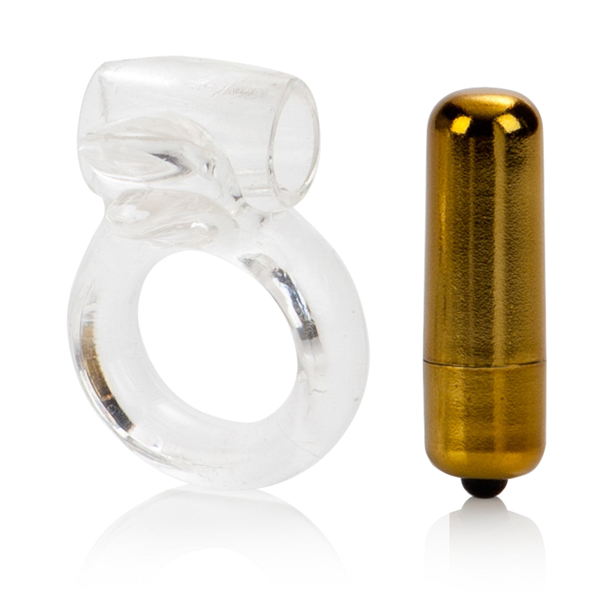 California Exotics - Pure Gold Double Trouble Enhancer Vibrating Cock Ring (Clear) Rubber Cock Ring (Vibration) Non Rechargeable Singapore