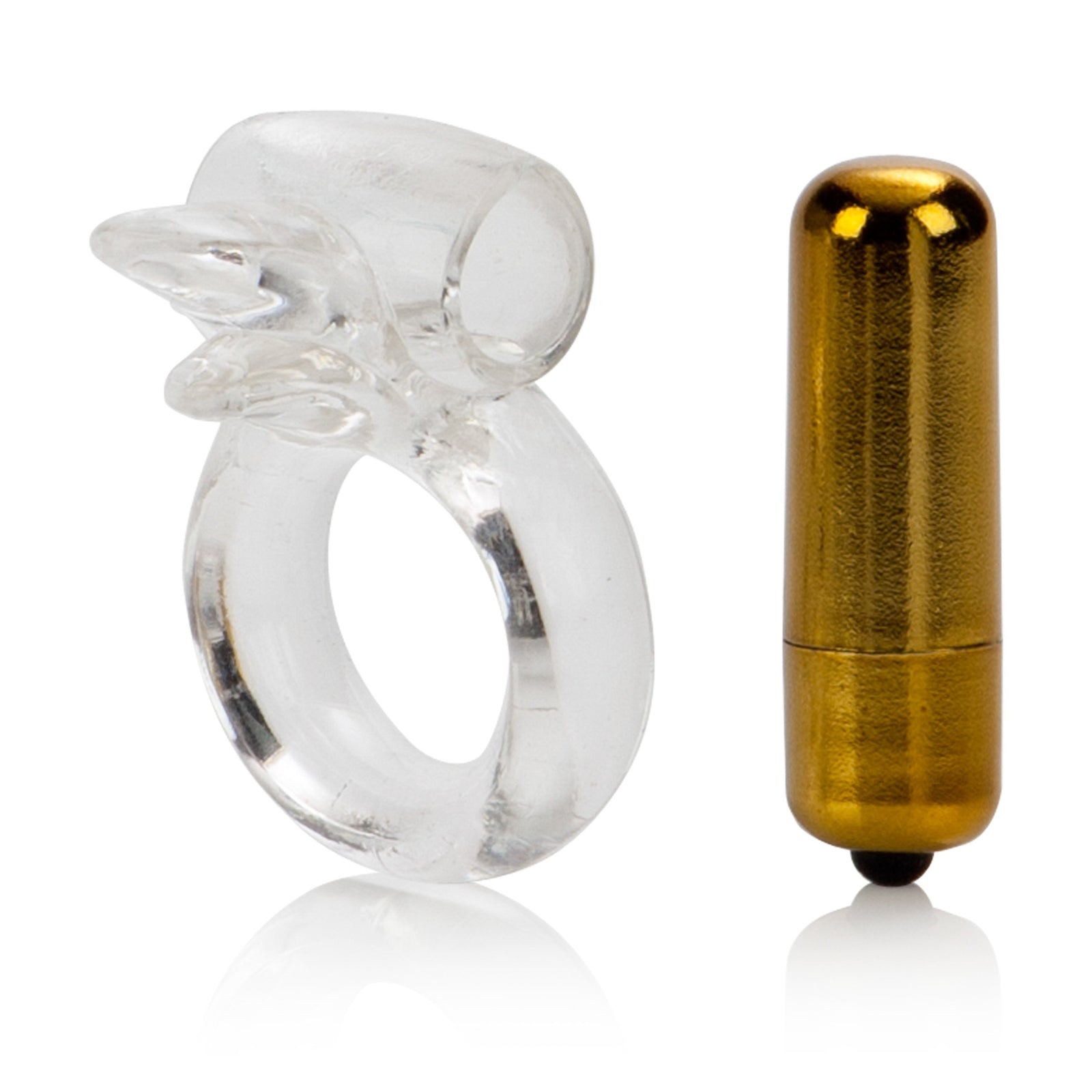 California Exotics - Pure Gold Double Trouble Enhancer Vibrating Cock Ring (Clear) Rubber Cock Ring (Vibration) Non Rechargeable Singapore