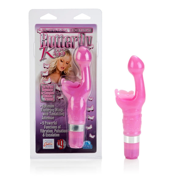 California Exotics - Platinum Edition Butterfly Kiss Rabbit Vibrator (Pink) Rabbit Dildo (Vibration) Non Rechargeable Durio Asia