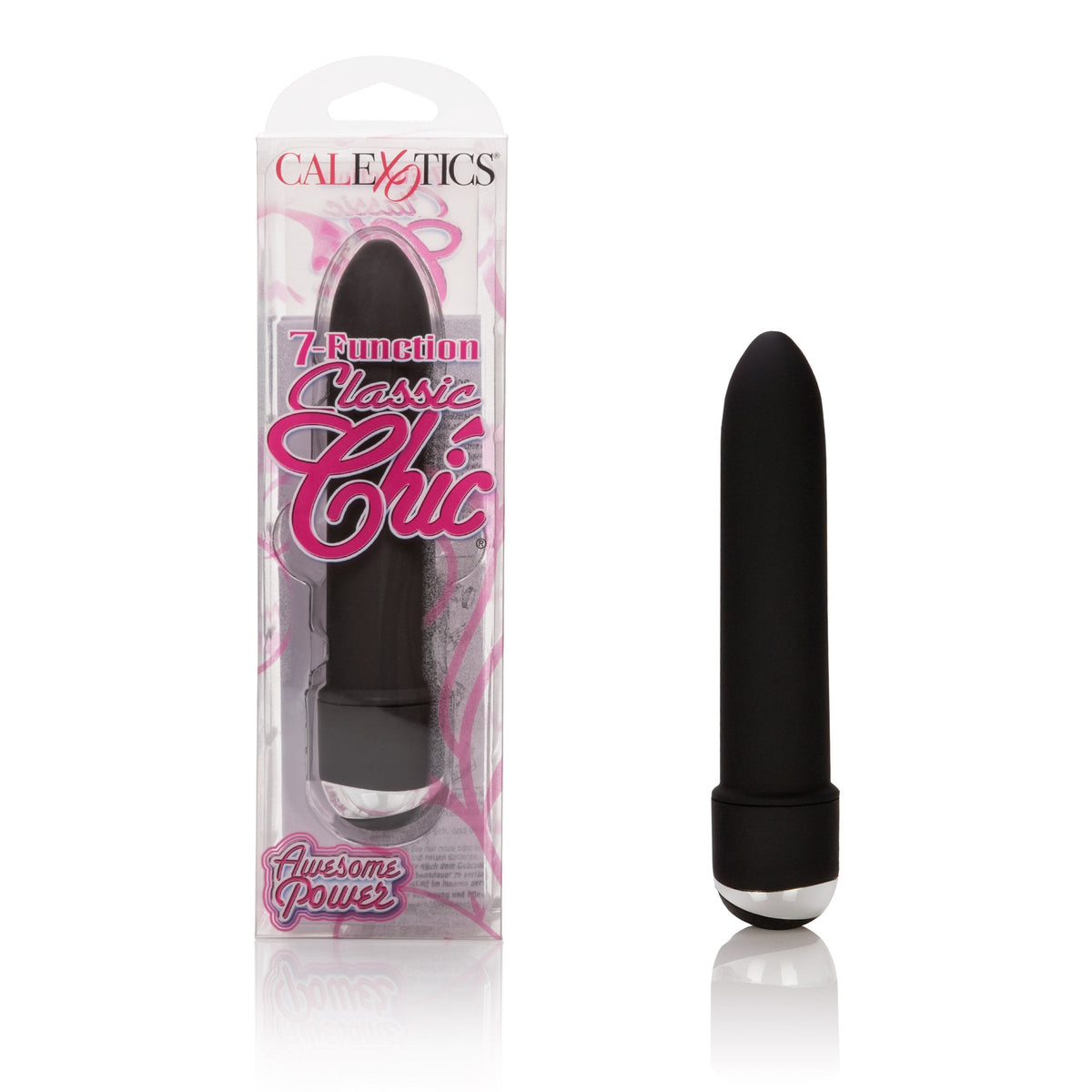 California Exotics - 7 Function Classic Chic Awesome Power Mini Vibrator (Black) Non Realistic Dildo w/o suction cup (Vibration) Non Rechargeable Durio Asia