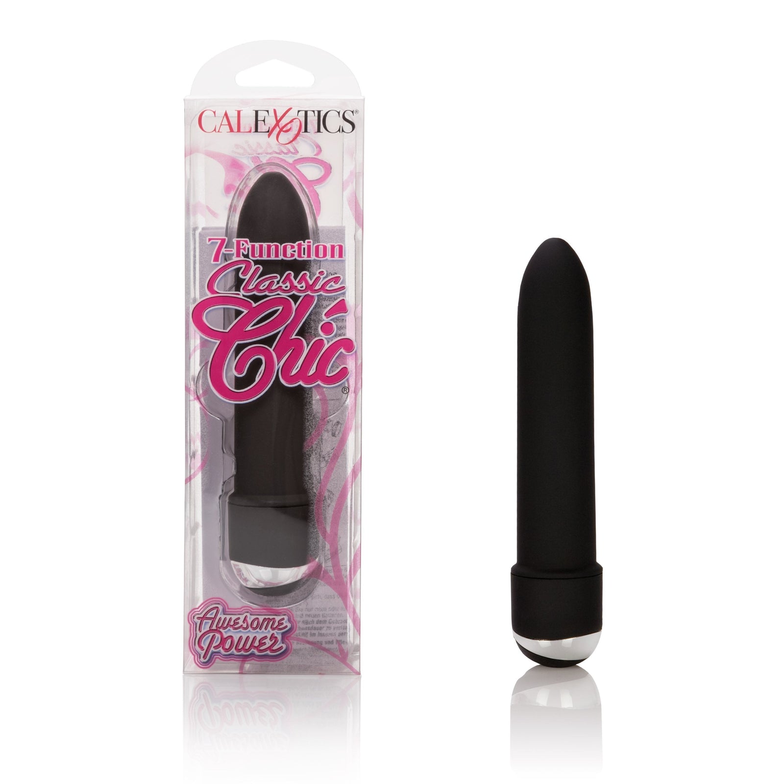 California Exotics - 7 Function Classic Chic Awesome Power Mini Vibrator (Black) Non Realistic Dildo w/o suction cup (Vibration) Non Rechargeable Durio Asia
