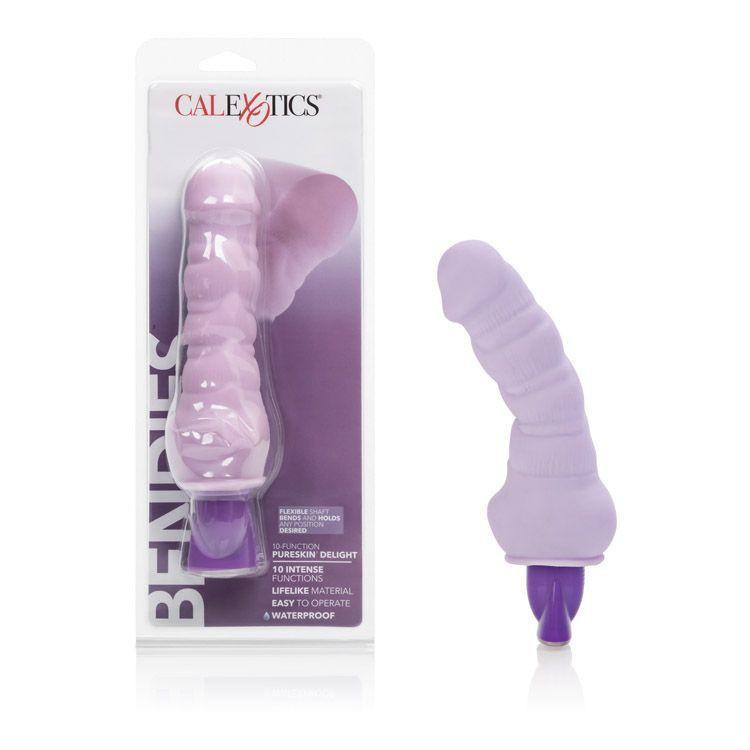 California Exotics - 10-Function Pure Bendie Vibrator (Purple) Non Realistic Dildo w/o suction cup (Vibration) Non Rechargeable Durio Asia