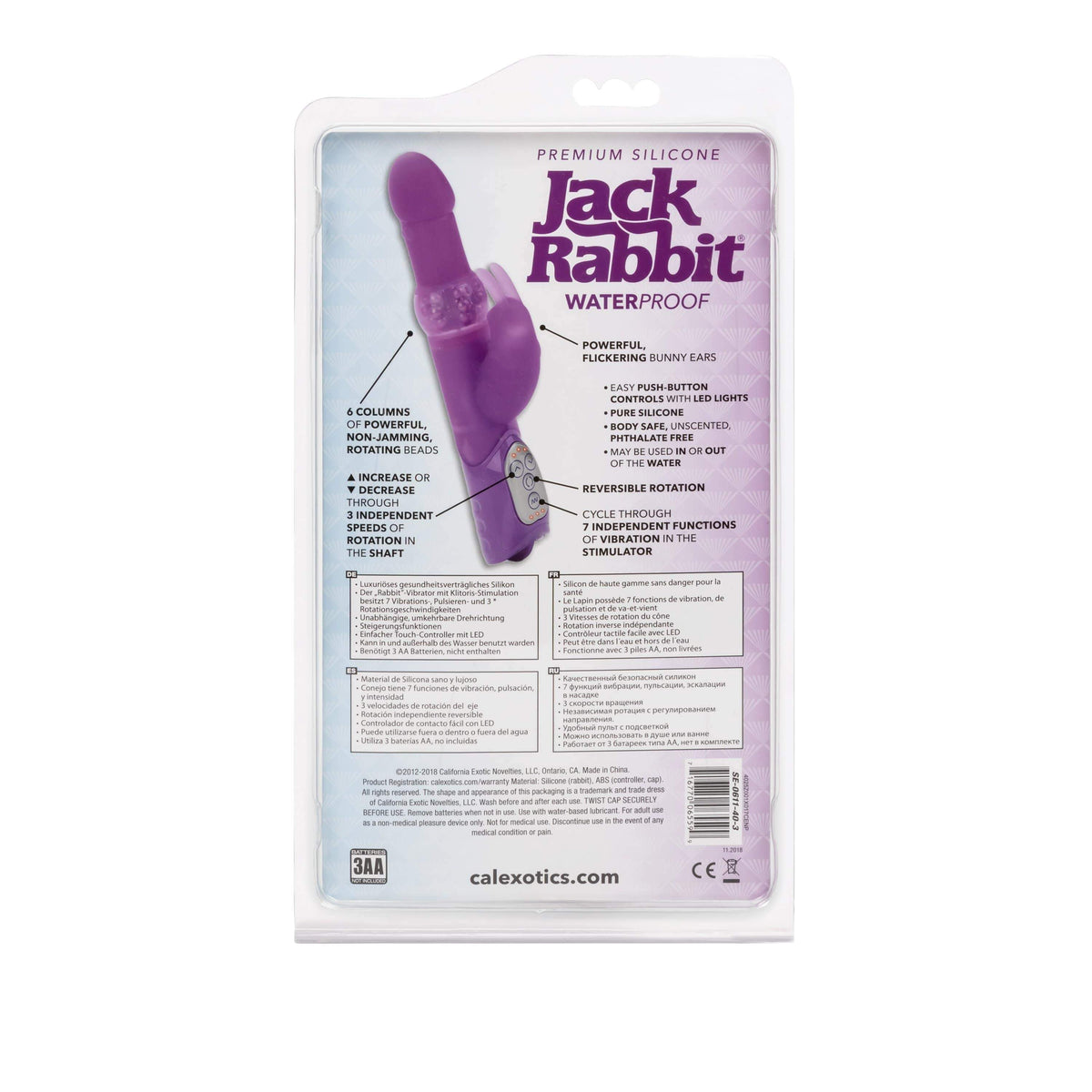 California Exotics - Jack Rabbit Premium Silicone Jack Rabbit Vibrator (Purple) Rabbit Dildo (Vibration) Non Rechargeable 716770065599 CherryAffairs