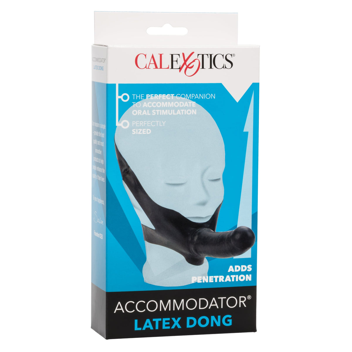 California Exotics - The Original Accommodator Latex Dong Mouth Strap On (Black) Strap On with Non hollow Dildo for Female (Non Vibration) 716770065742 CherryAffairs