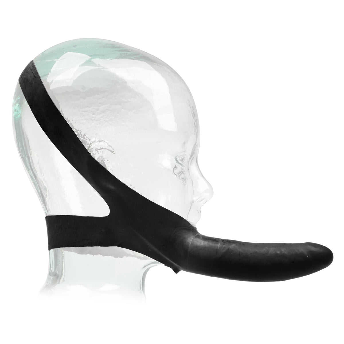 California Exotics - The Original Accommodator Latex Dong Mouth Strap On (Black) Strap On with Non hollow Dildo for Female (Non Vibration) 716770065742 CherryAffairs