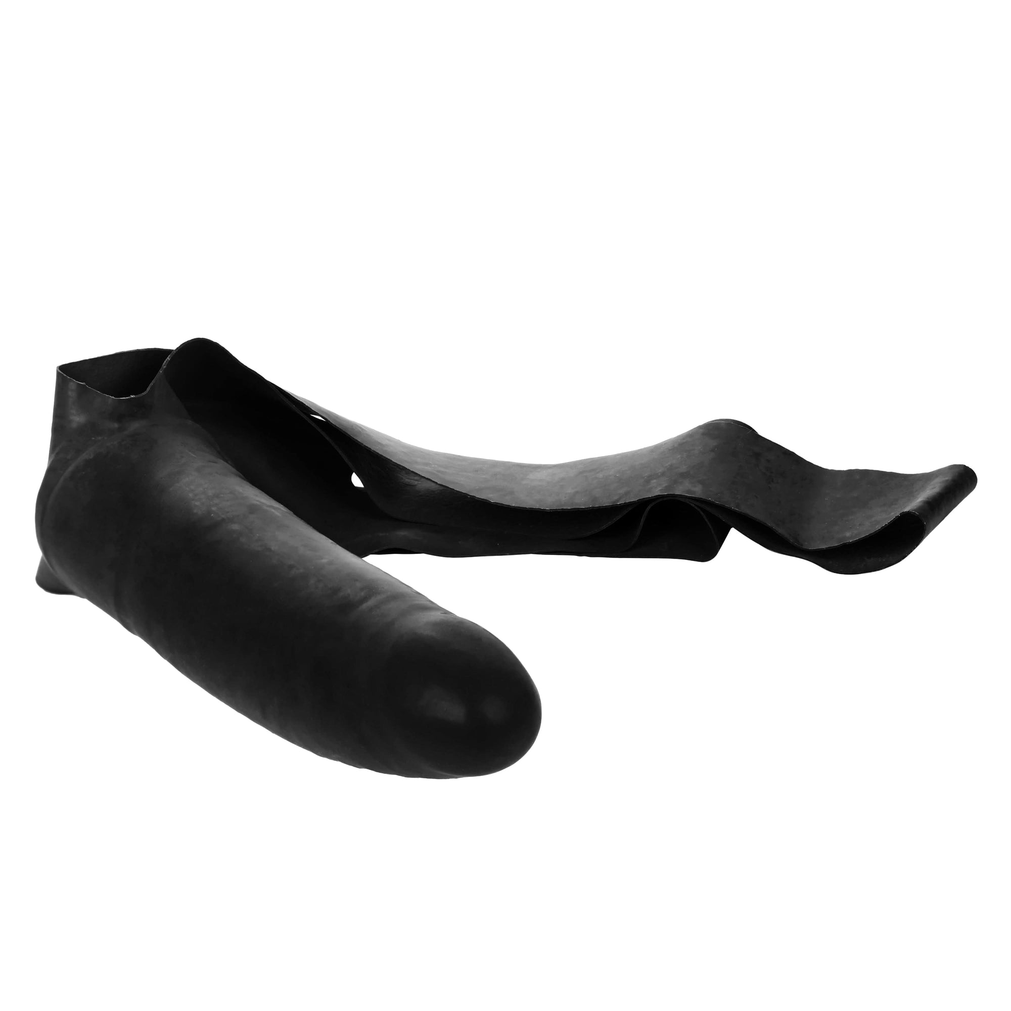 California Exotics - The Original Accommodator Latex Dong Mouth Strap On (Black) Strap On with Non hollow Dildo for Female (Non Vibration) 716770065742 CherryAffairs