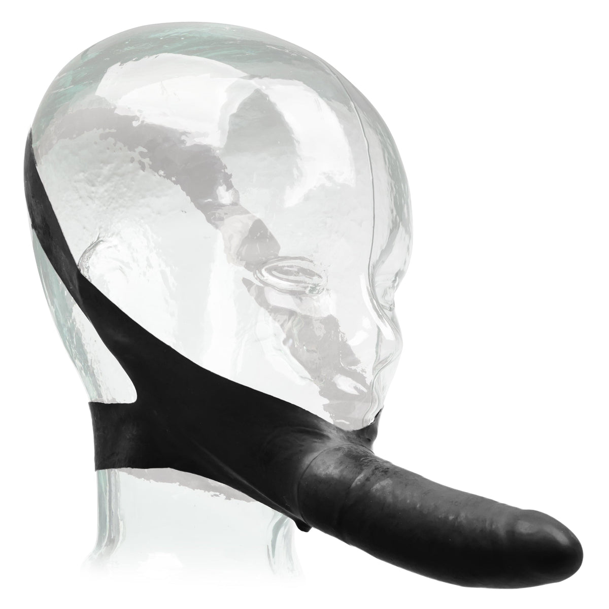 California Exotics - The Original Accommodator Latex Dong Mouth Strap On (Black) Strap On with Non hollow Dildo for Female (Non Vibration) 716770065742 CherryAffairs