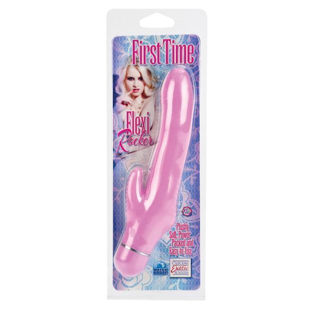 California Exotics - First Time Flexi Rocker Rabbit Vibrator (Pink) Rabbit Dildo (Vibration) Non Rechargeable Durio Asia