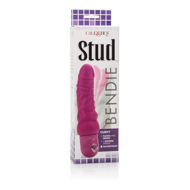 California Exotics - Power Stud Waterproof Curvy (Pink) Realistic Dildo w/o suction cup (Vibration) Non Rechargeable - CherryAffairs Singapore