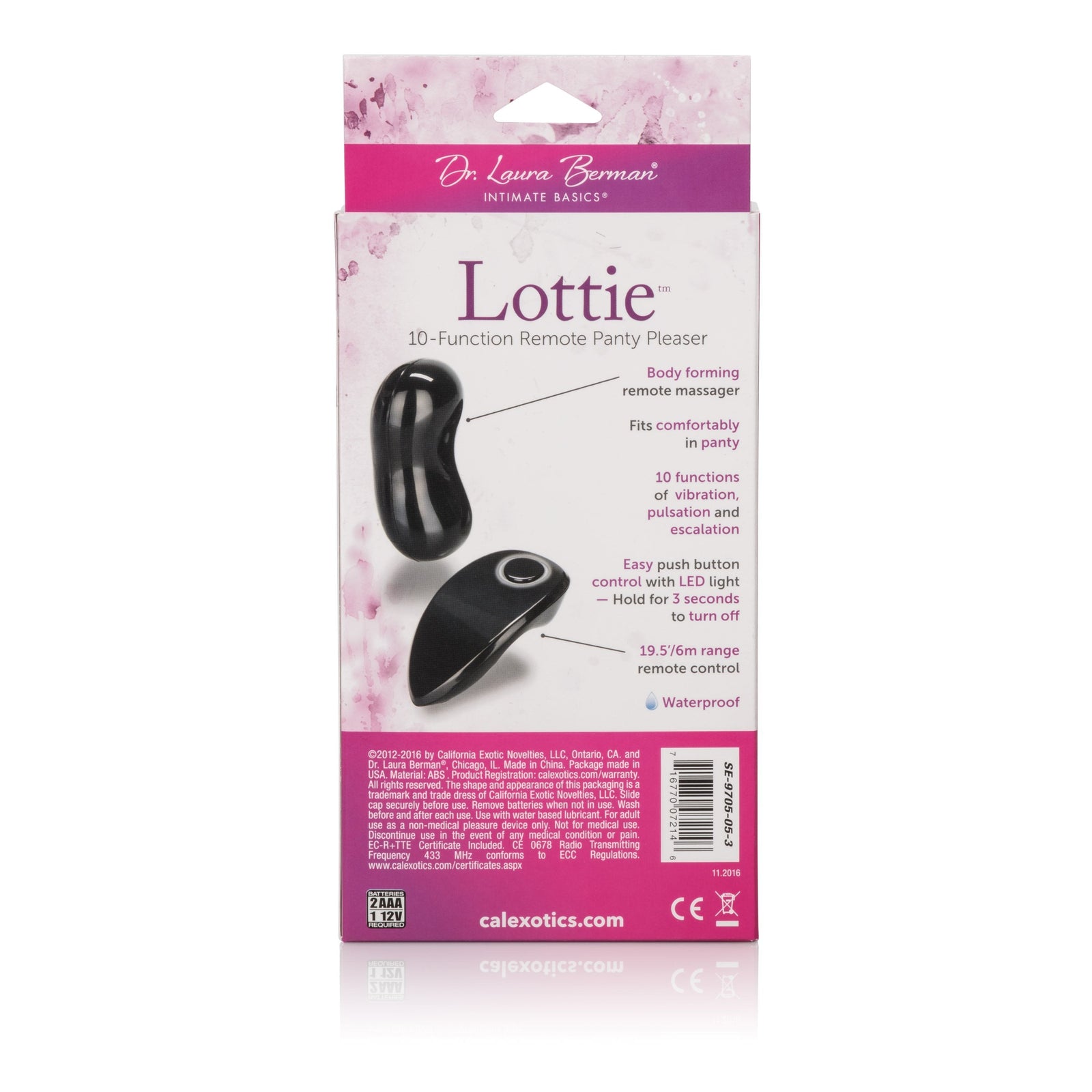 California Exotics - Dr Laura Berman Lottie 10 Function Remote Panty Pleaser (Black) Panties Massager Remote Control (Vibration) Non Rechargeable Singapore