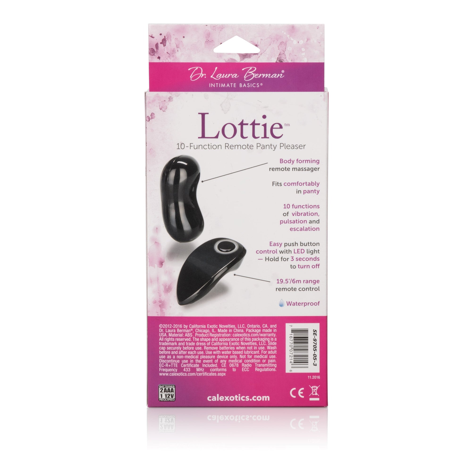 California Exotics - Dr Laura Berman Lottie 10 Function Remote Panty Pleaser (Black) Panties Massager Remote Control (Vibration) Non Rechargeable Singapore
