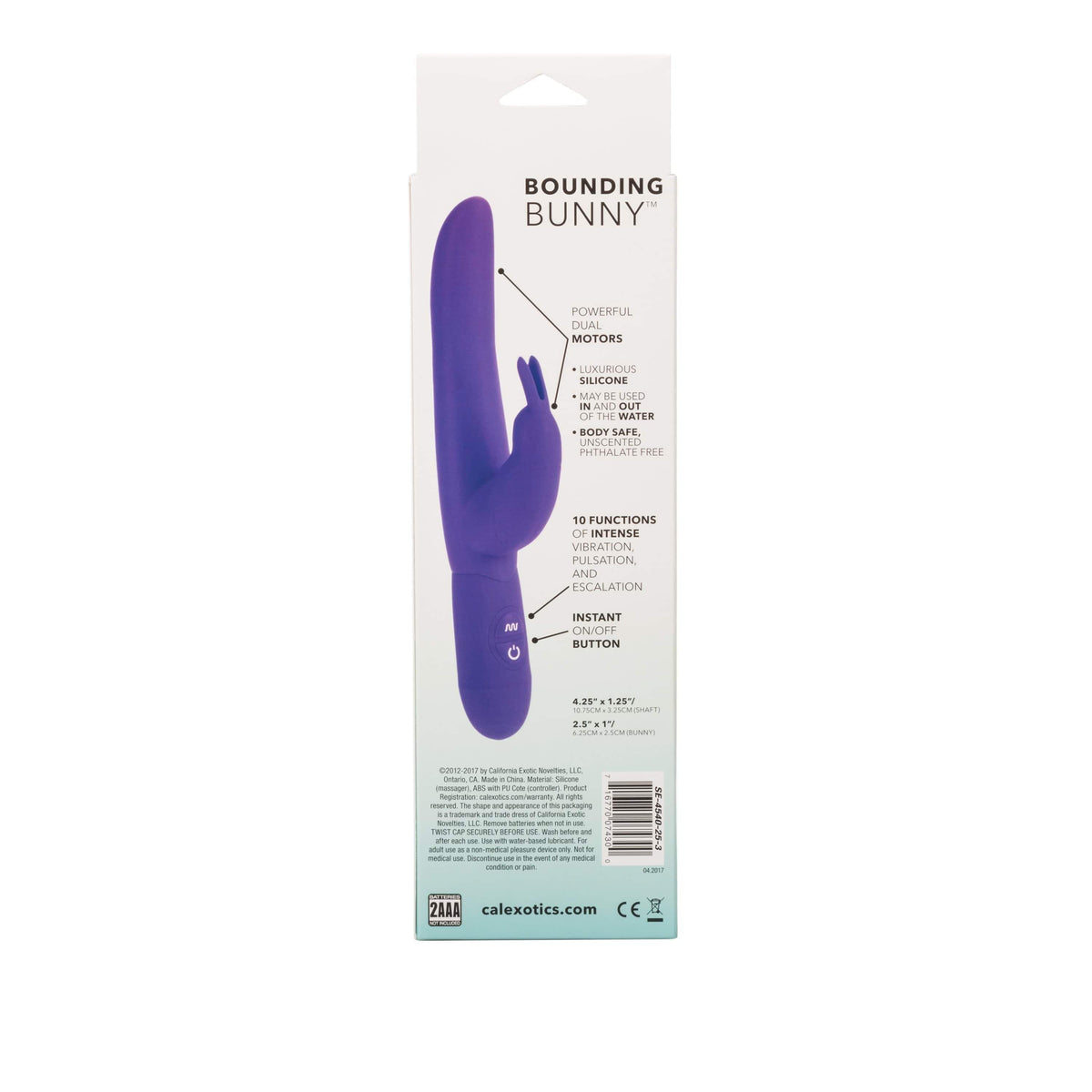 California Exotics - Bounding Bunny Rabbit Vibrator (Purple) Rabbit Dildo (Vibration) Non Rechargeable 716770074300 CherryAffairs