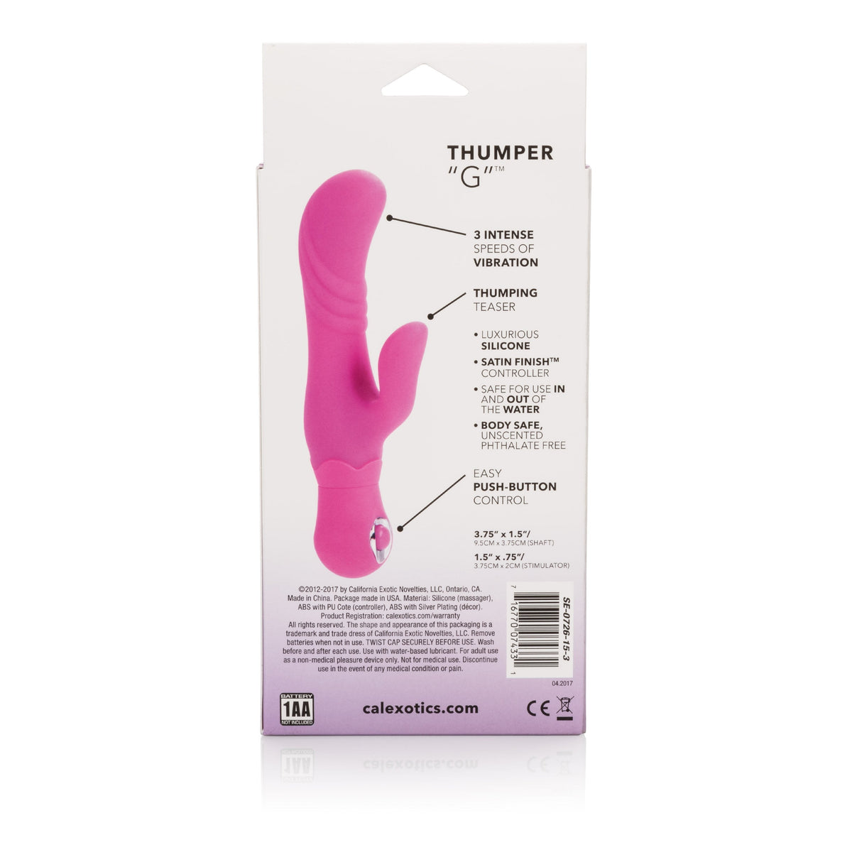 California Exotics - Posh Silicone Thumper G Rabbit Vibrator (Pink) Rabbit Dildo (Vibration) Non Rechargeable Singapore