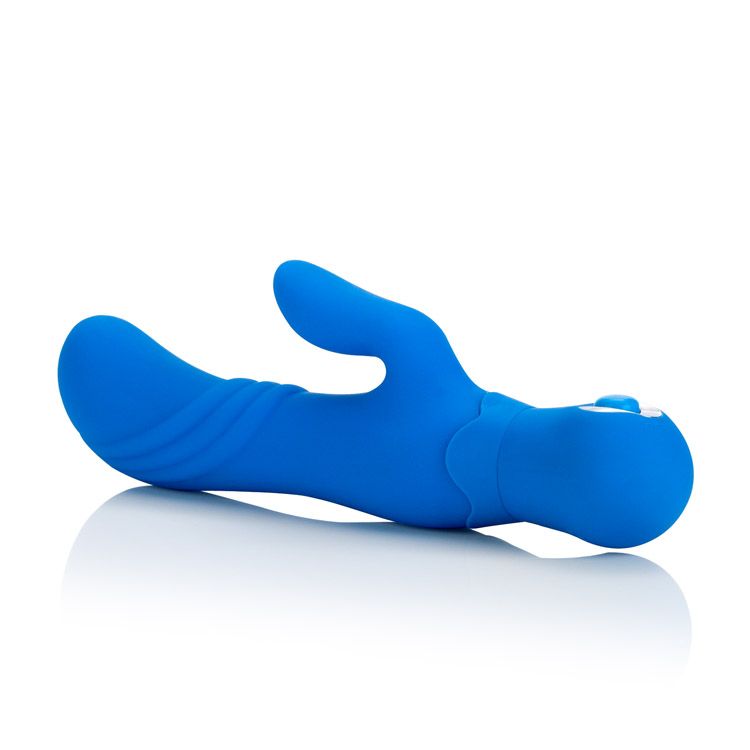 California Exotics - Posh Silicone Thumper Rabbit Vibrator (Blue) - Blue - Rabbit Dildo (Vibration) Non Rechargeable