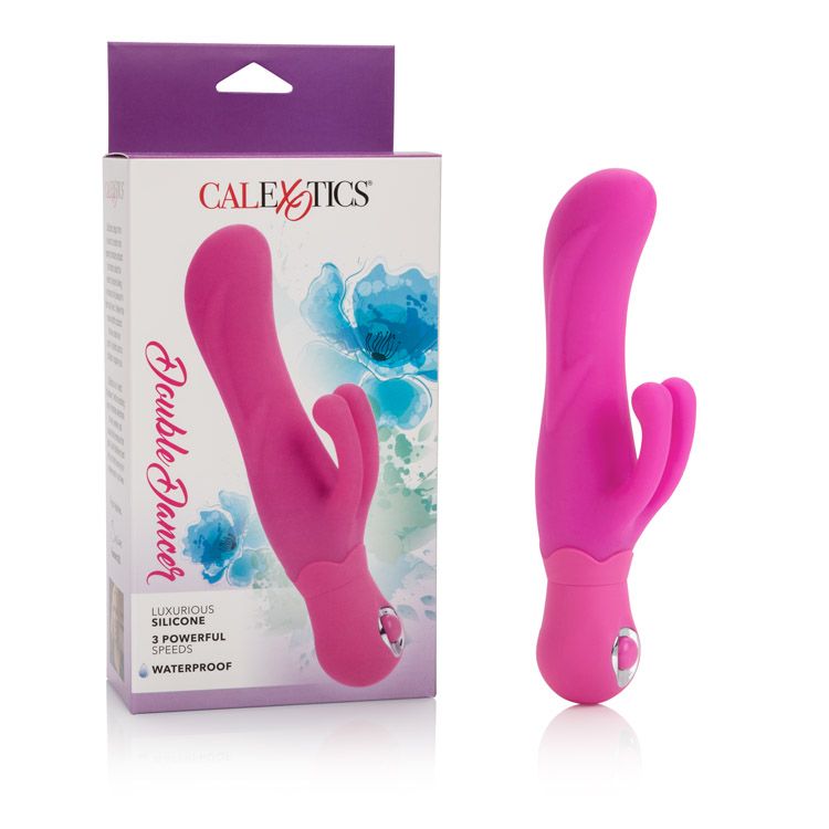 California Exotics - Posh Silicone Double Dancer Rabbit Vibrator (Pink) Rabbit Dildo (Vibration) Non Rechargeable Durio Asia