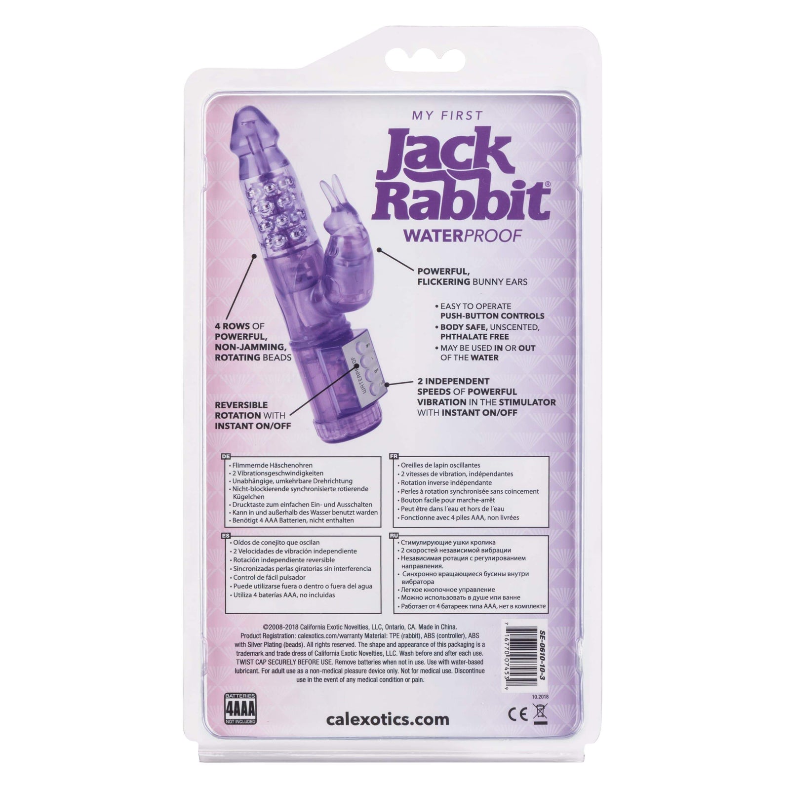 California Exotics - Jack Rabbit My First Jack Rabbit Vibrator (Purple) Rabbit Dildo (Vibration) Non Rechargeable 716770074539 CherryAffairs