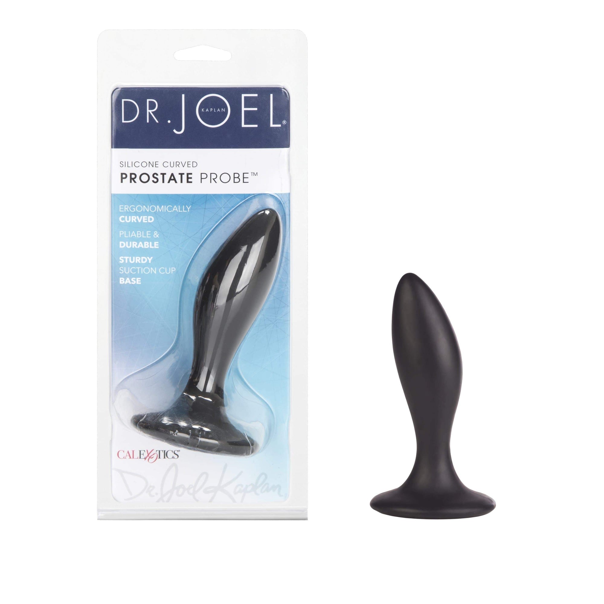 California Exotics - Dr Joel Kaplan Silicone Curved Prostate Probe Anal Plug (Black) Anal Beads (Non Vibration) Durio Asia