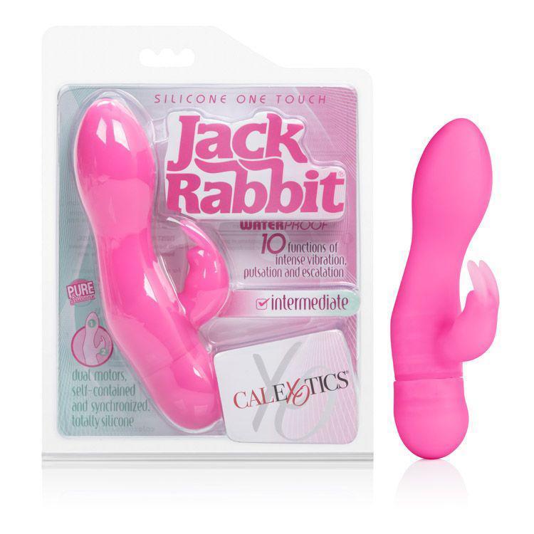California Exotics - Silicone One Touch Jack Rabbit Vibrator (Pink) Rabbit Dildo (Vibration) Non Rechargeable Durio Asia