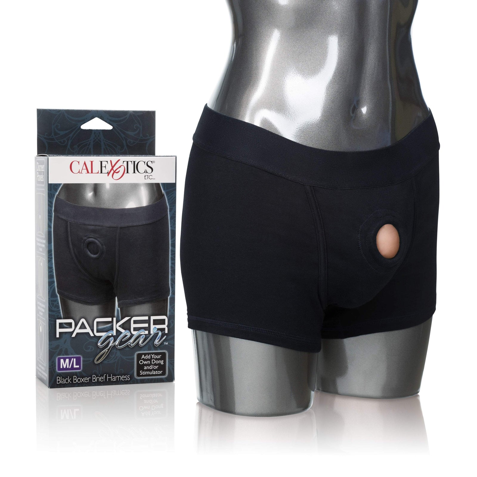 California Exotics - Packer Gear Black Boxer Brief Harness M/L (Black) Strap On w/o Dildo