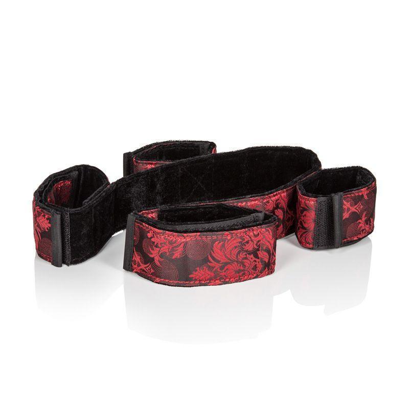 California Exotics - Scandal Bondage Bar (Red) Hand/Leg Cuffs - CherryAffairs Singapore