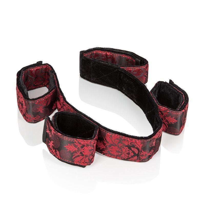 California Exotics - Scandal Bondage Bar (Red) Hand/Leg Cuffs - CherryAffairs Singapore