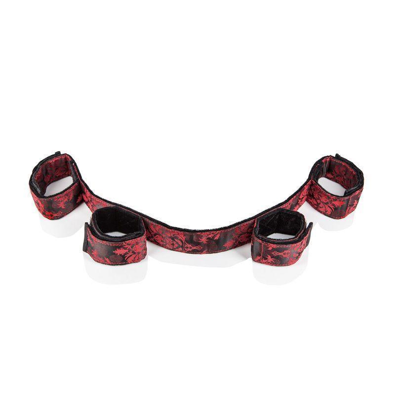 California Exotics - Scandal Bondage Bar (Red) Hand/Leg Cuffs - CherryAffairs Singapore