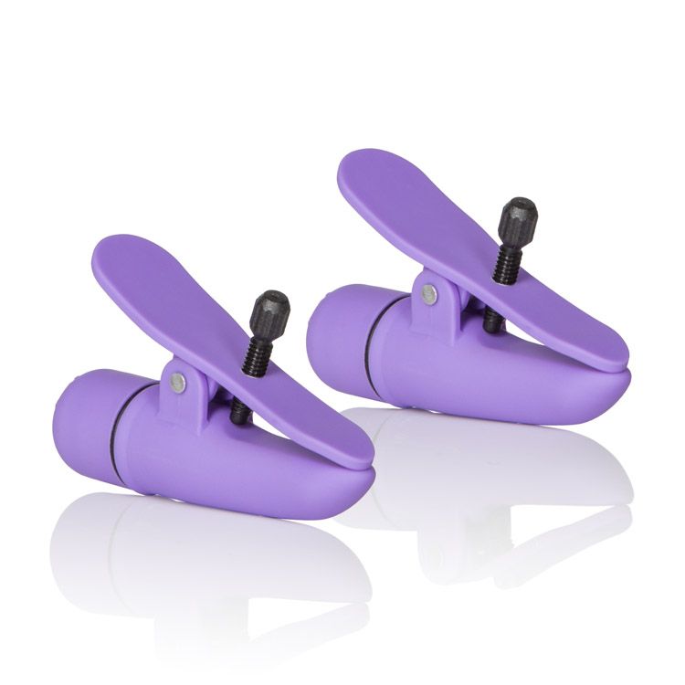 California Exotics - Nipple Play Nipplettes Clamps (Purple) - Purple - Nipple Clamps (Vibration) Non Rechargeable