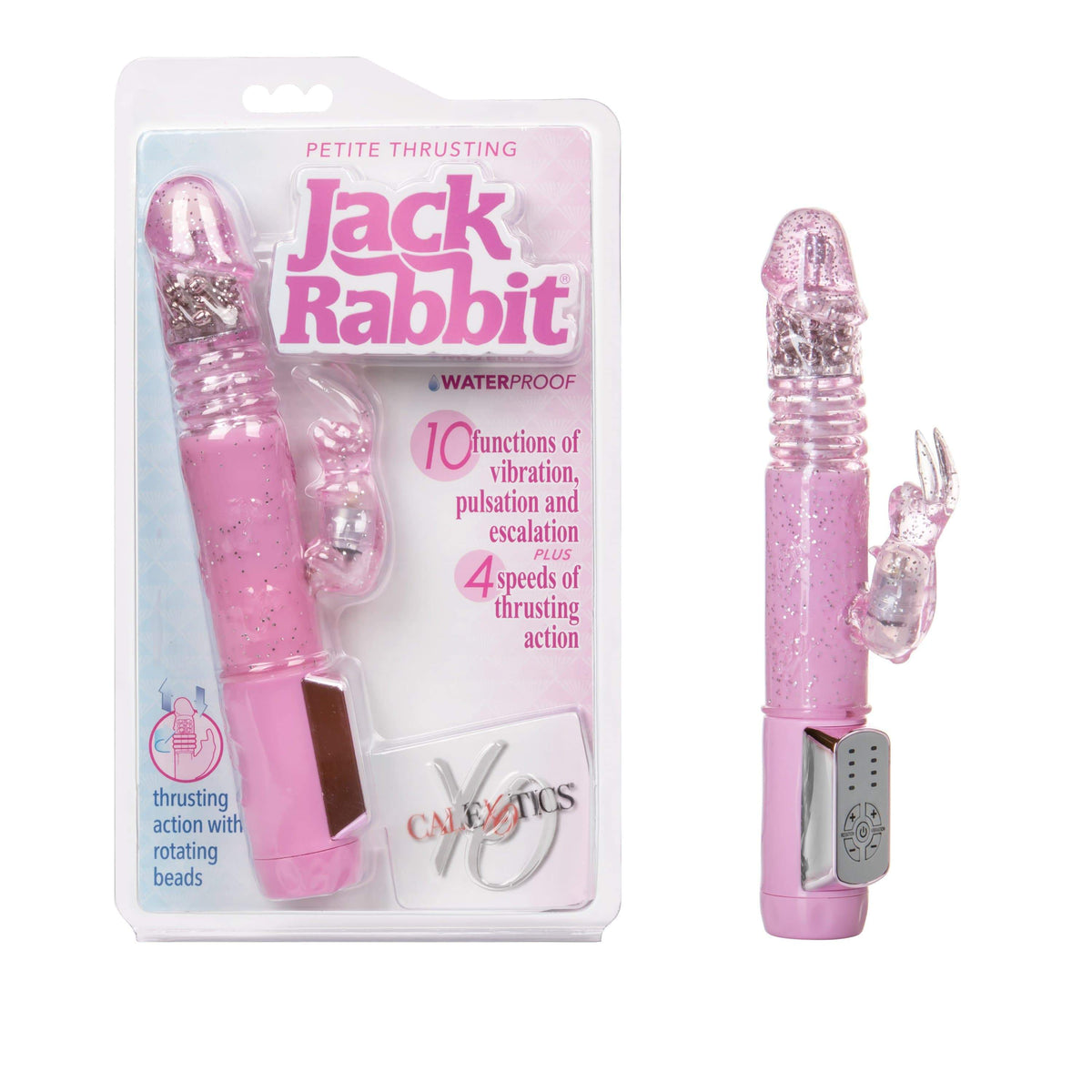 California Exotics - Jack Rabbit Petite Thrusting Jack Rabbit Vibrator (Pink) Rabbit Dildo (Vibration) Non Rechargeable Durio Asia