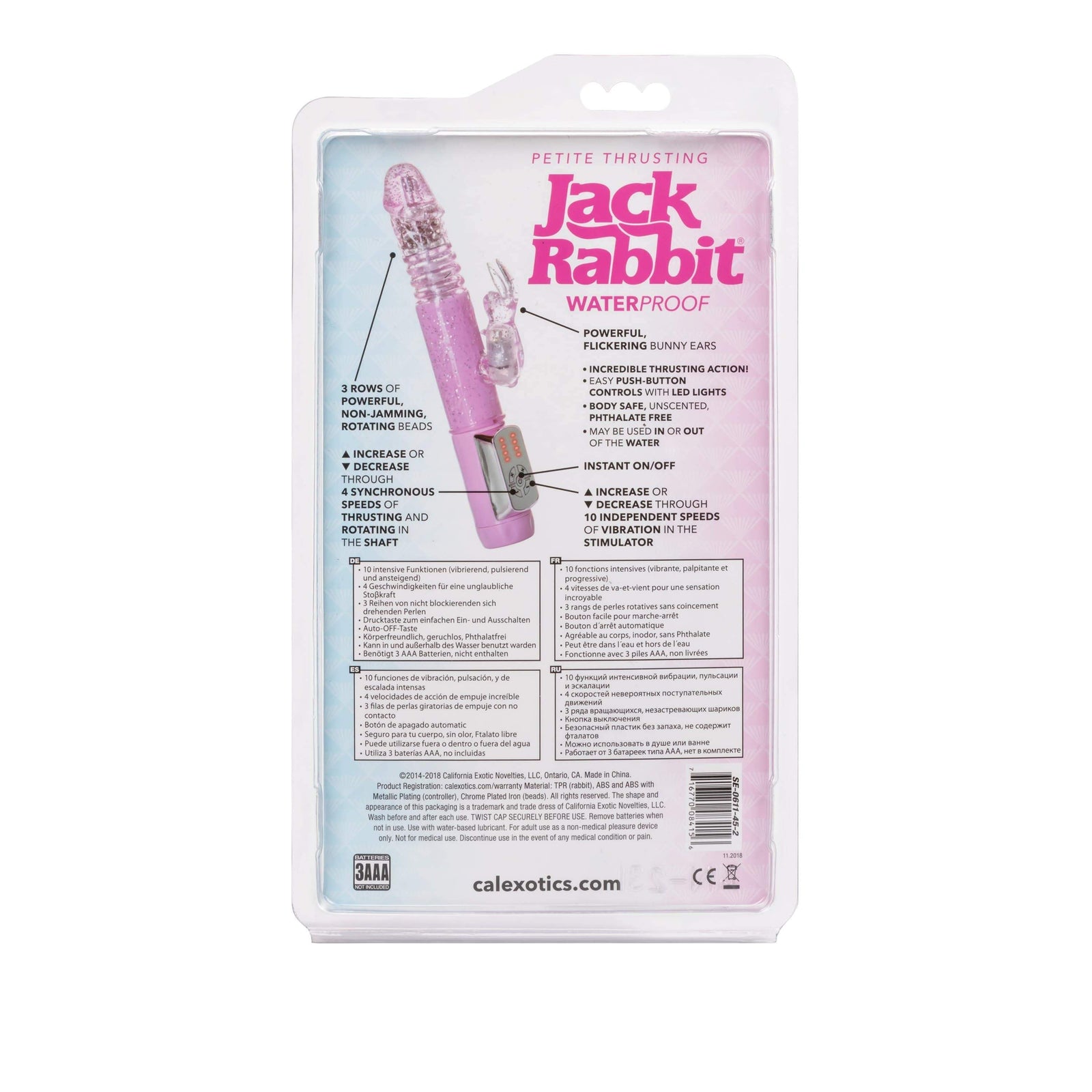 California Exotics - Jack Rabbit Petite Thrusting Jack Rabbit Vibrator (Pink) Rabbit Dildo (Vibration) Non Rechargeable 716770084156 CherryAffairs