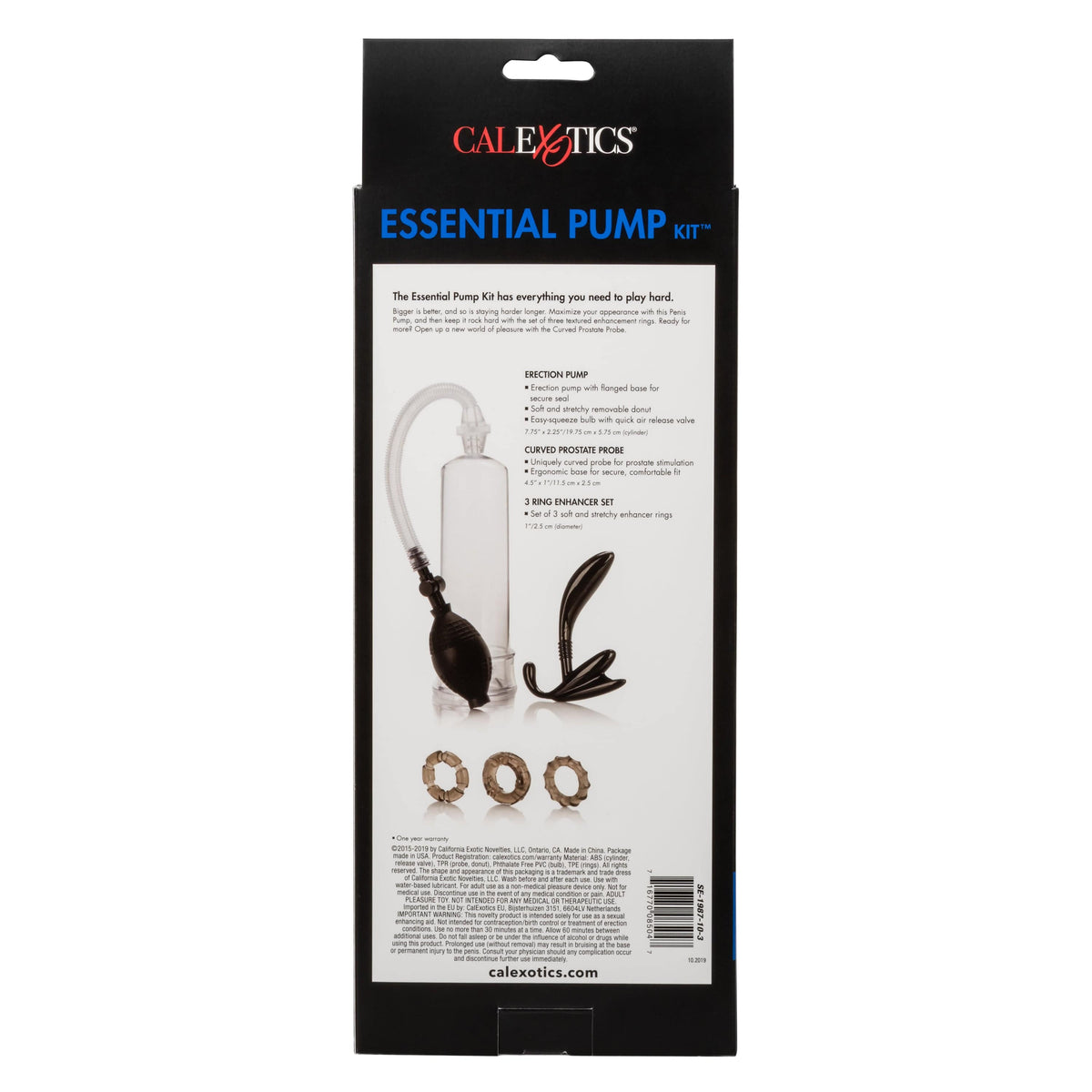 California Exotics - His Essential Penis Pump Kit (Black) Penis Pump (Non Vibration) 716770085047 CherryAffairs