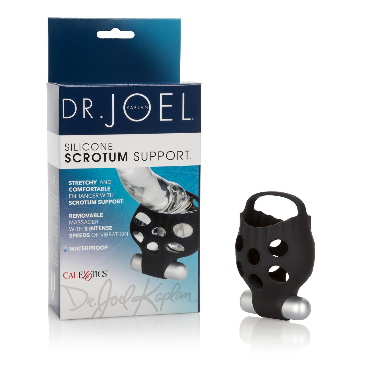 California Exotics - Dr. Joel Kaplan Silicone Scrotum Support (Black) Silicone Cock Ring (Vibration) Non Rechargeable Durio Asia