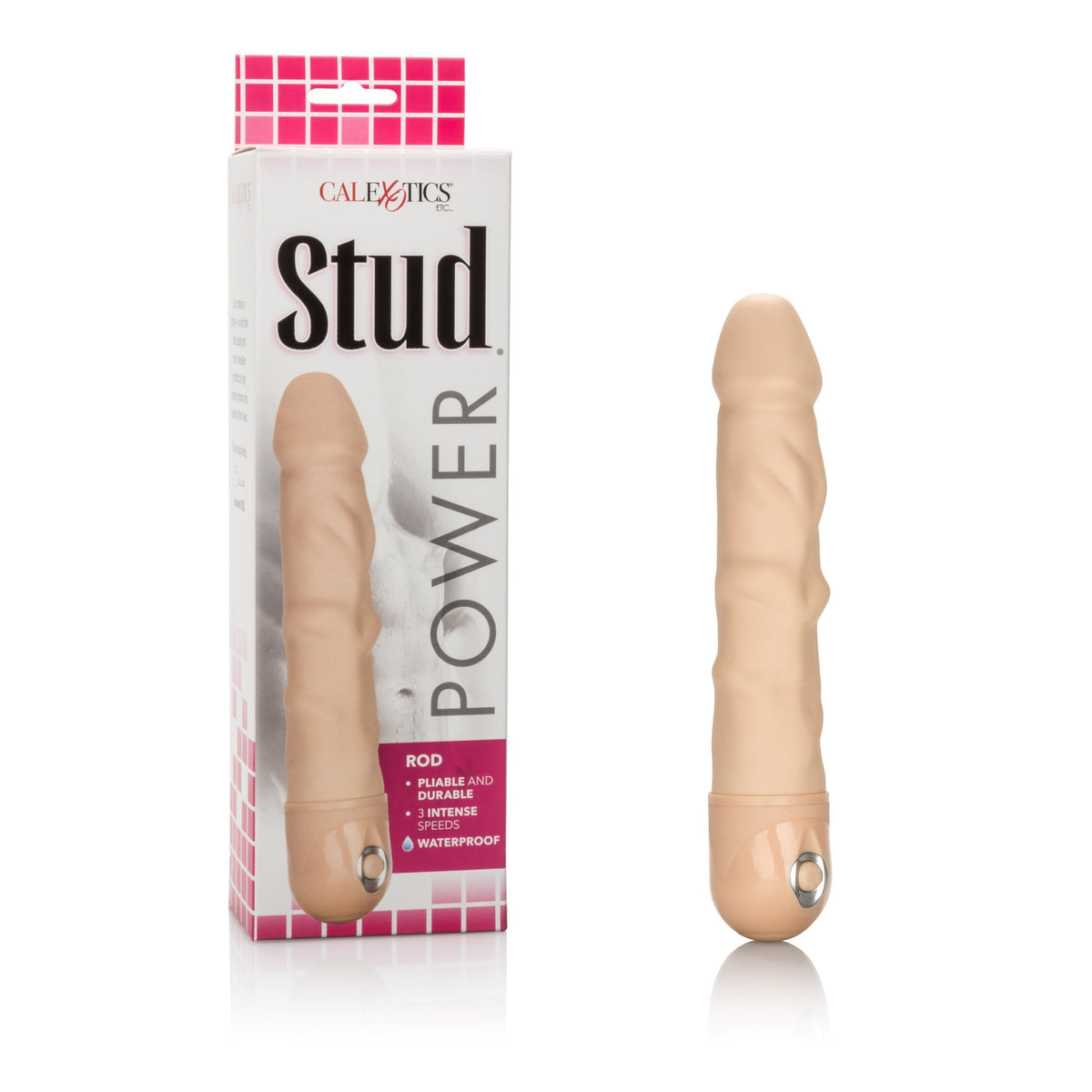 California Exotics - Power Stud Waterproof Rod Dildo Vibrator (Beige) Realistic Dildo w/o suction cup (Vibration) Non Rechargeable Durio Asia