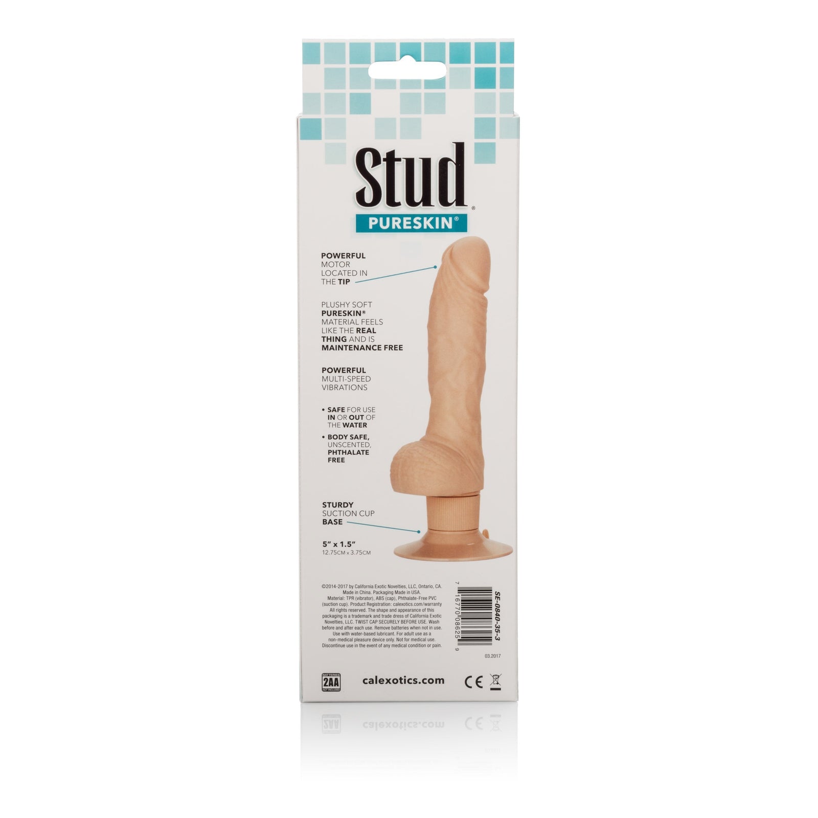 California Exotics - Shower Stud Pure Skin Super Stud Vibrator (Beige) Realistic Dildo with suction cup (Vibration) Non Rechargeable Singapore
