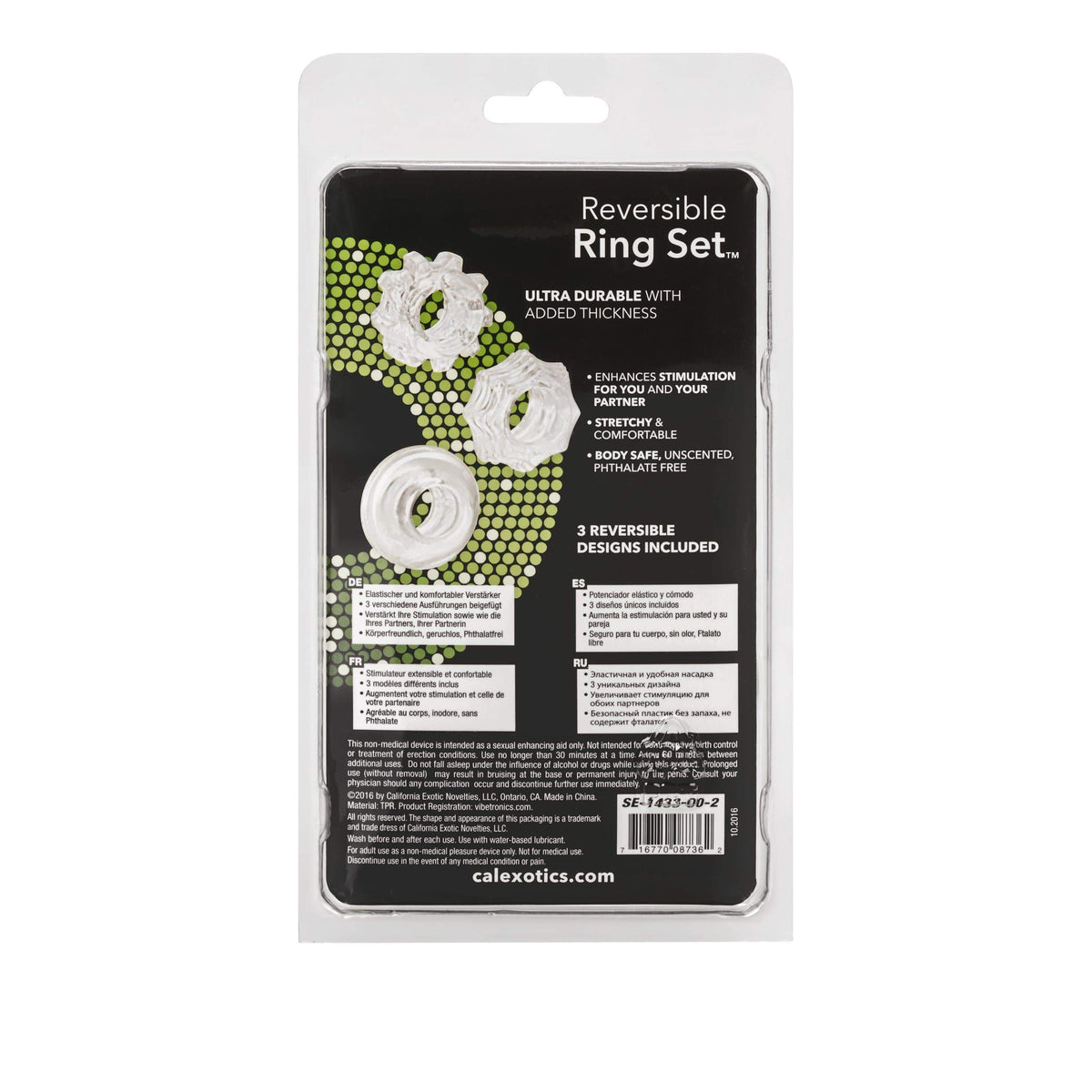 California Exotics - Reversible Cock Ring Set (Clear) Cock Ring (Non Vibration) 716770087362 CherryAffairs