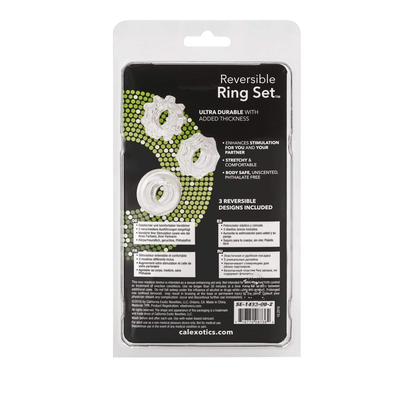 California Exotics - Reversible Cock Ring Set (Clear) Cock Ring (Non Vibration) 716770087362 CherryAffairs