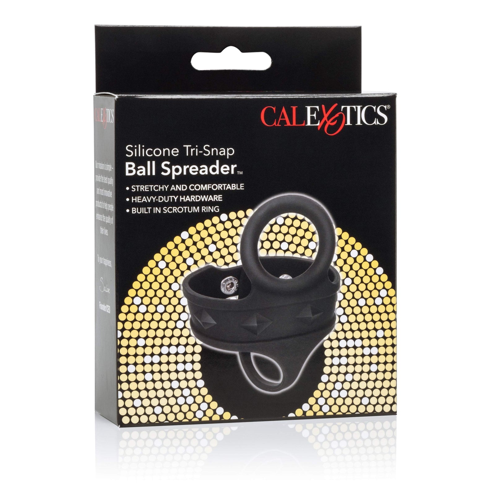California Exotics - Silicone Tri Snap Ball Spreader (Black) Silicone Cock Ring (Non Vibration)