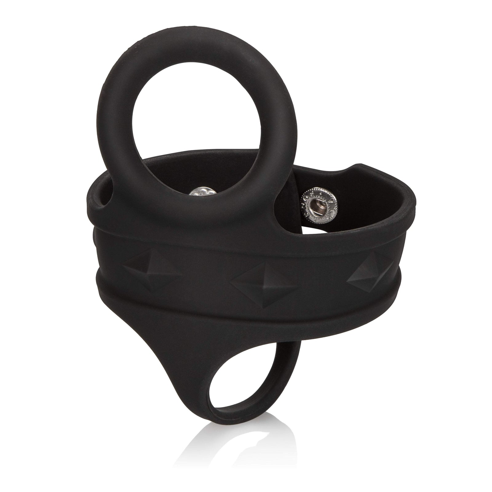 California Exotics - Silicone Tri Snap Ball Spreader (Black) Silicone Cock Ring (Non Vibration) Durio Asia