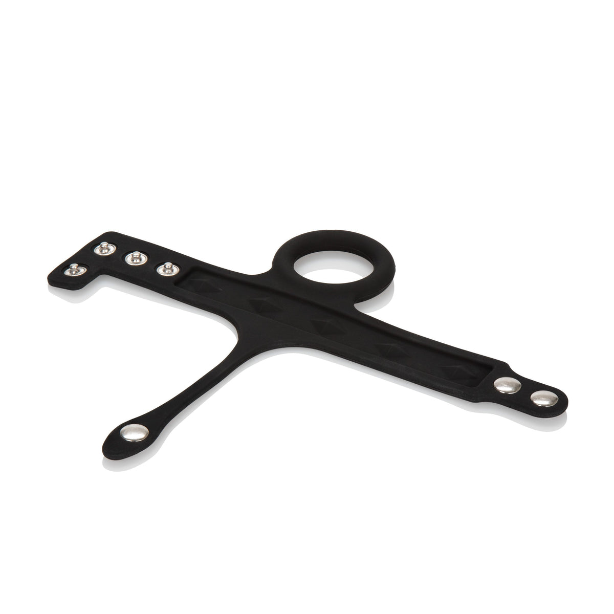 California Exotics - Silicone Tri Snap Ball Spreader (Black) Silicone Cock Ring (Non Vibration)