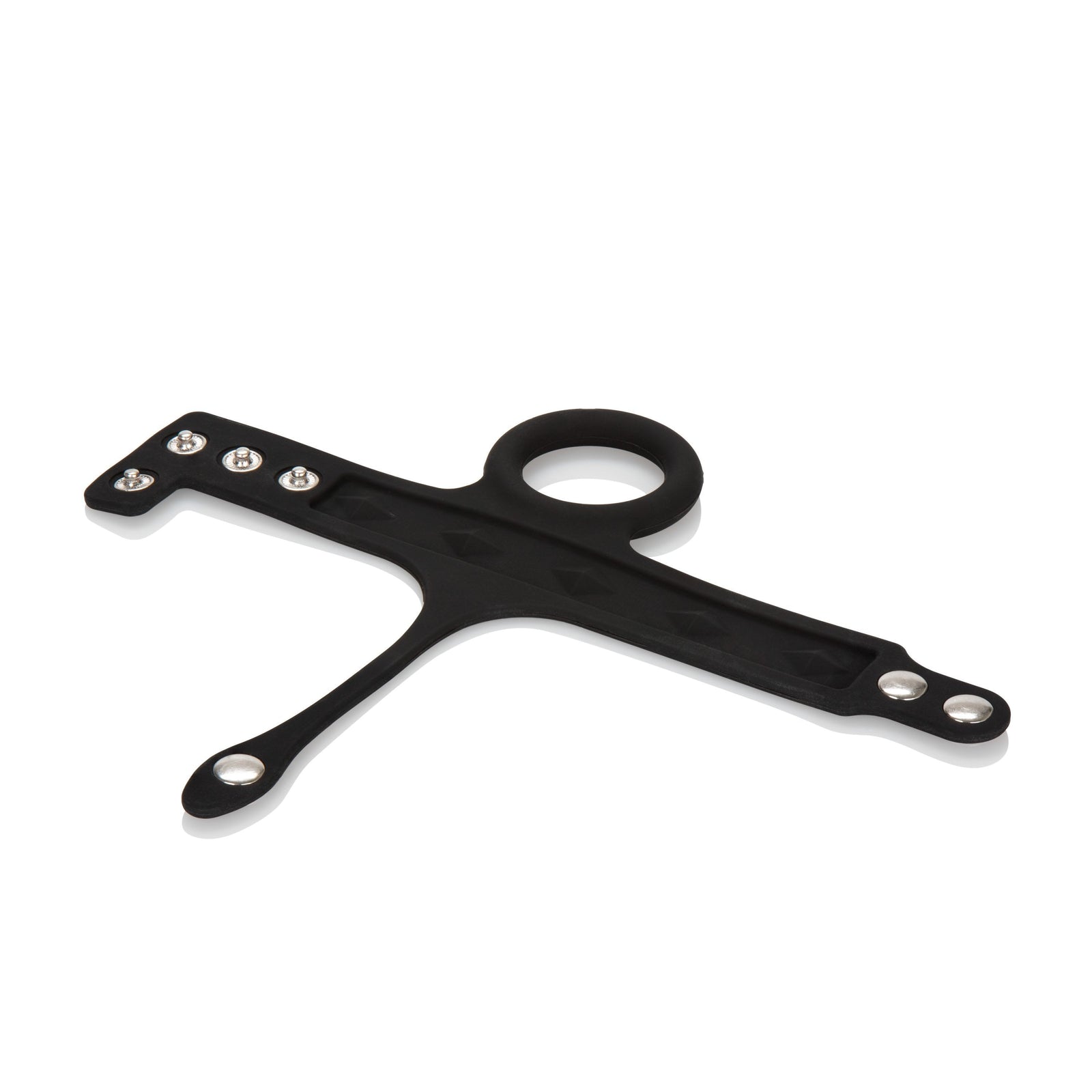 California Exotics - Silicone Tri Snap Ball Spreader (Black) Silicone Cock Ring (Non Vibration)