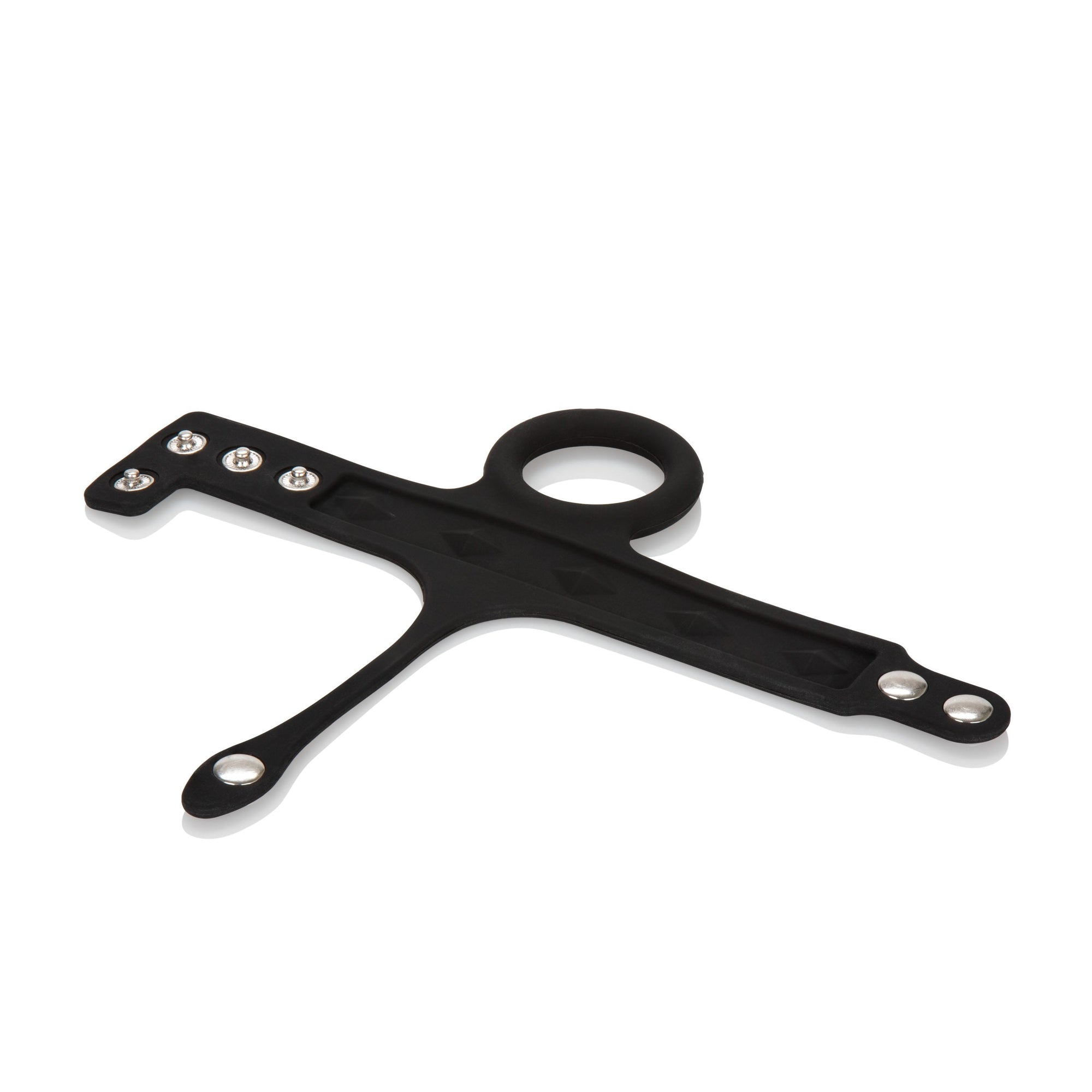 California Exotics - Silicone Tri Snap Ball Spreader (Black) Silicone Cock Ring (Non Vibration)