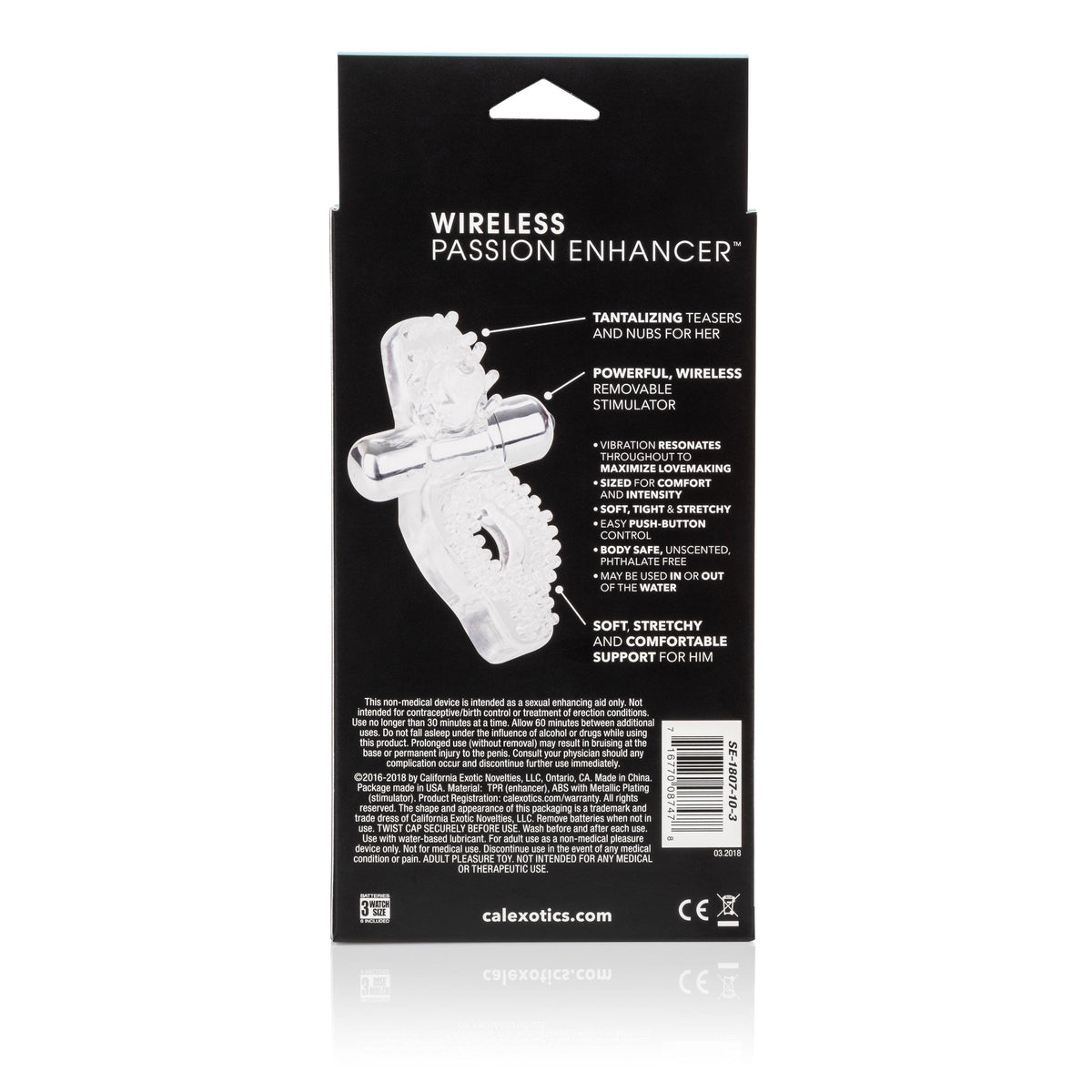 California Exotics - Wireless Passion Enhancer Vibrating Cock Ring (Clear) Rubber Cock Ring (Vibration) Non Rechargeable Singapore