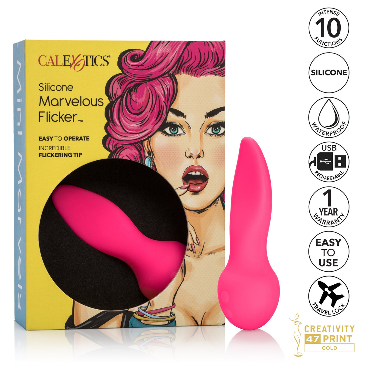 California Exotics - Mini Marvels Silicone Marvelous Flicker Clit Massager (Pink) Clit Massager (Vibration) Rechargeable Singapore