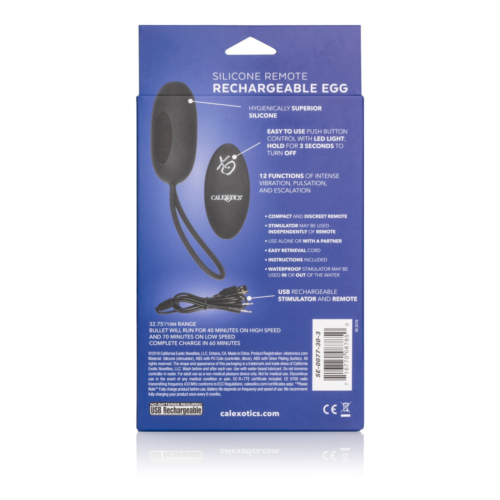 California Exotics - Silicone Remote Rechargeable Egg Vibrator (Black) Wireless Remote Control Egg (Vibration) Rechargeable Singapore