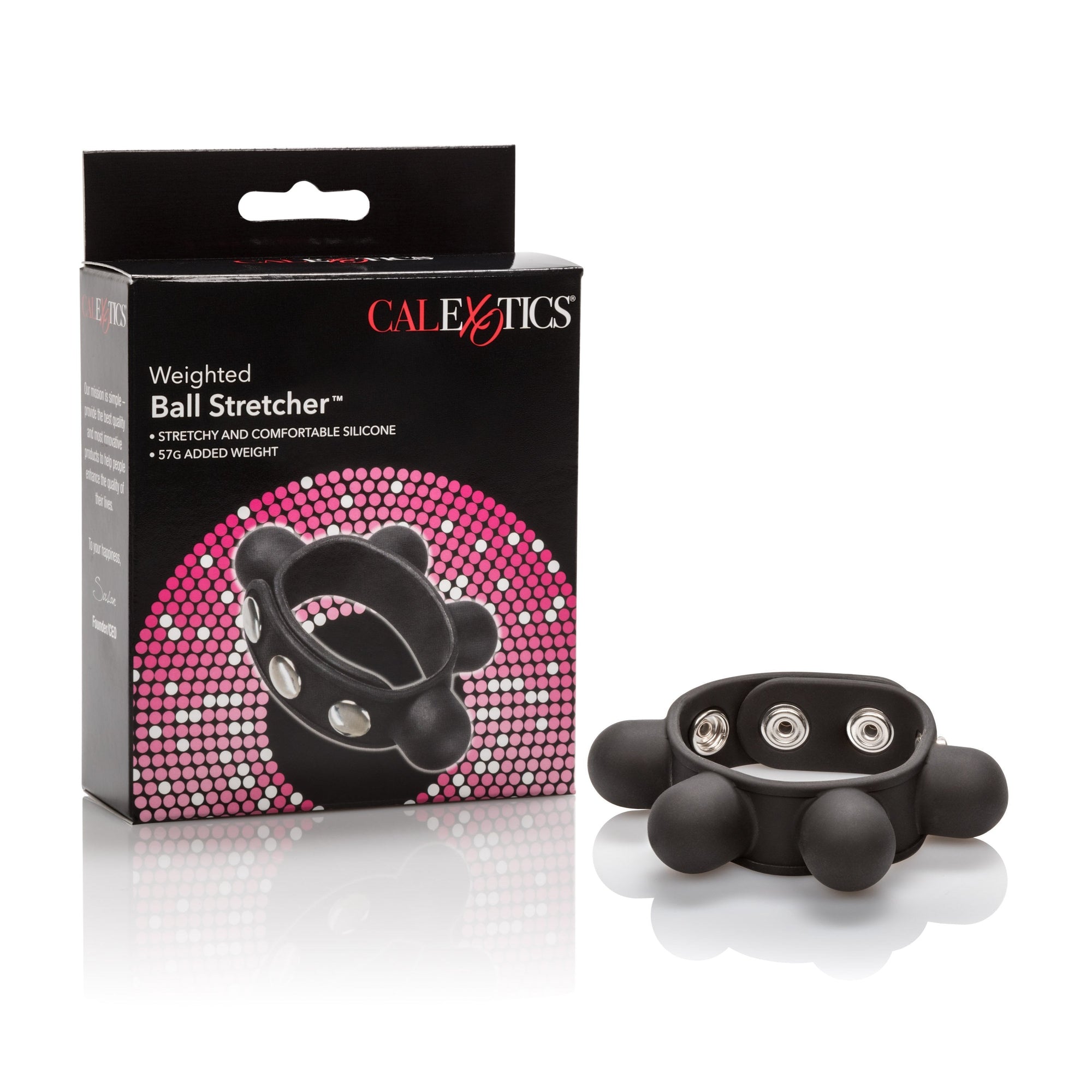 California Exotics - Weighted Ball Stretcher Cock Ring (Black) Silicone Cock Ring (Non Vibration) Durio Asia