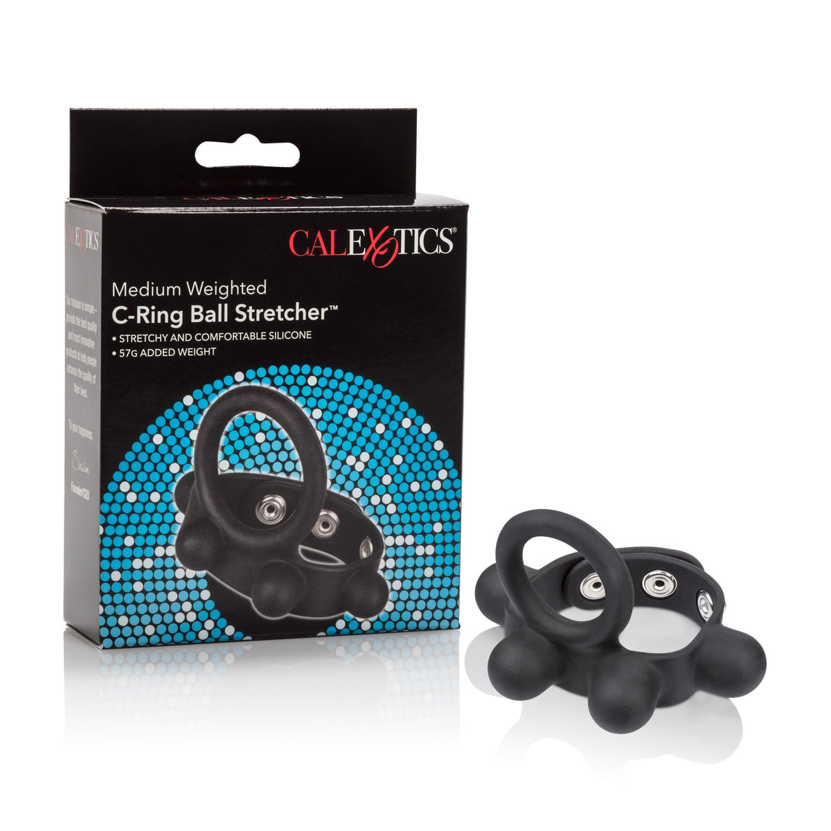 California Exotics - Medium Weighted C Ring Ball Stretcher Cock Ring (Black) Silicone Cock Ring (Non Vibration) Durio Asia